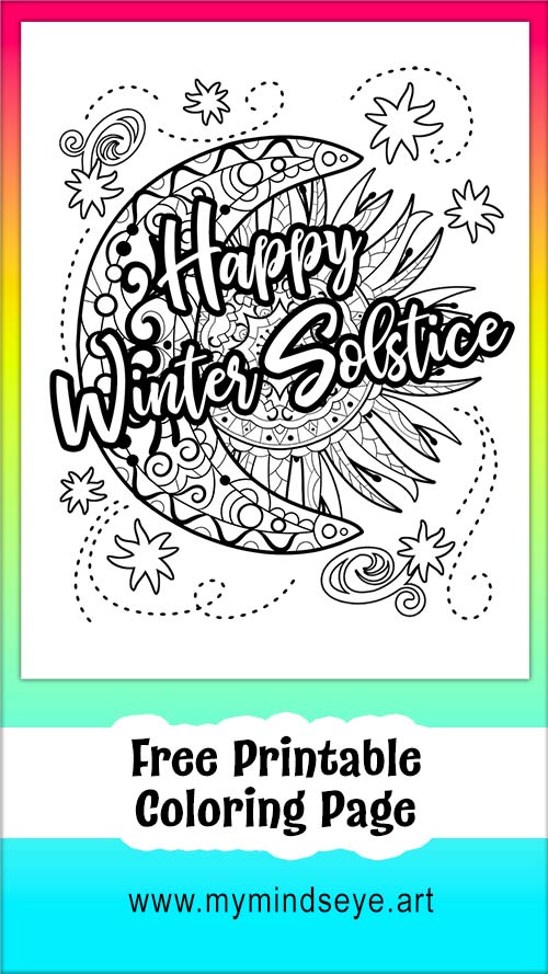 Happy Winter Solstice Coloring Page (C0011)