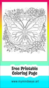 Butterfly and Flowers Coloring Page (C0020)