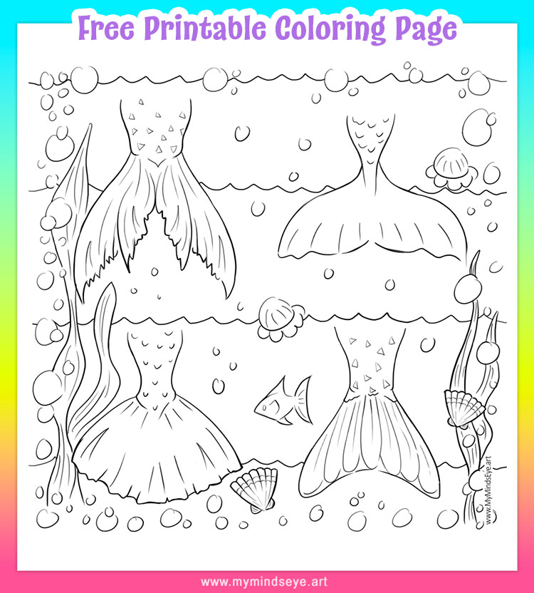 Mermaid Tail Fins Coloring Page C0041   C0041 750px Top 