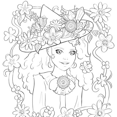 Garden Witch Coloring Page (C0048)