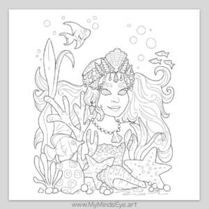 Mermaid Princess Coloring Page (C0063)