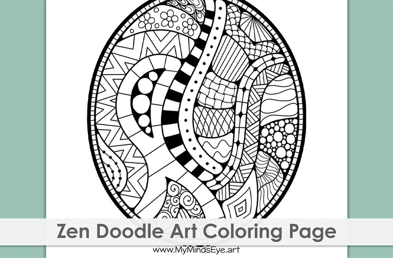 Image of a Zen Doodle coloring page with abstract designs.