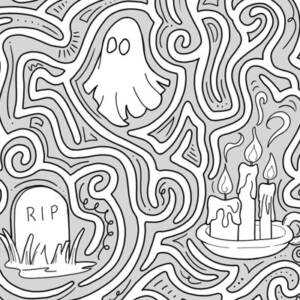 Halloween maze and coloring page