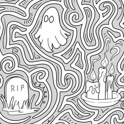 Halloween maze and coloring page