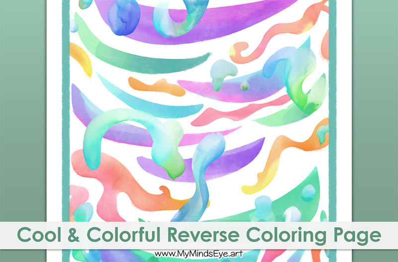 Image of cool and colorful reverse coloring page