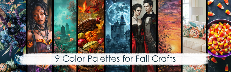 Collection of 9 images with color combinations for Fall Crafts