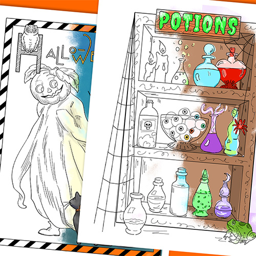 Image of 2 Halloween Coloring Pages