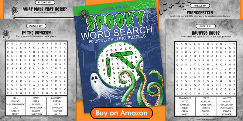 Spooky Word Search Activity Book Available on Amazon
