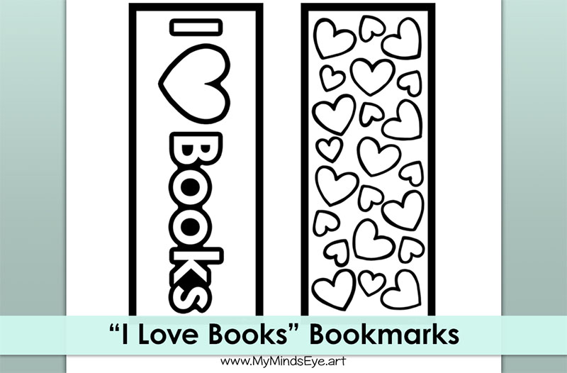 Image of bookmarks that have the words "I love Books"