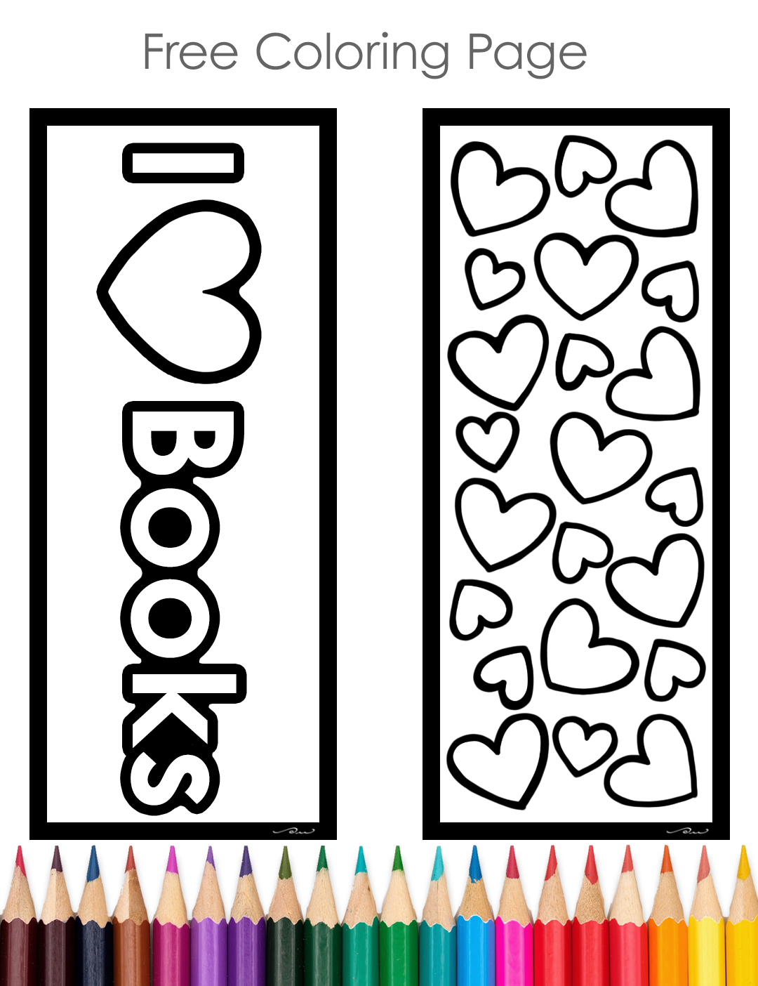 Sample image coloring page with of 2 DIY bookmarks.