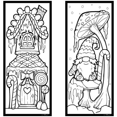 Gingerbread House and Gnome bookmarks