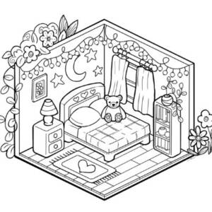 Cozy Little Bedroom Coloring Page