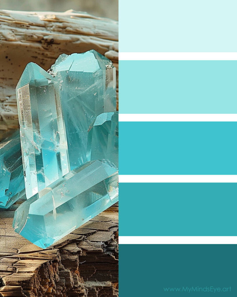 Image of Aquamarine crystals with a matching color palette